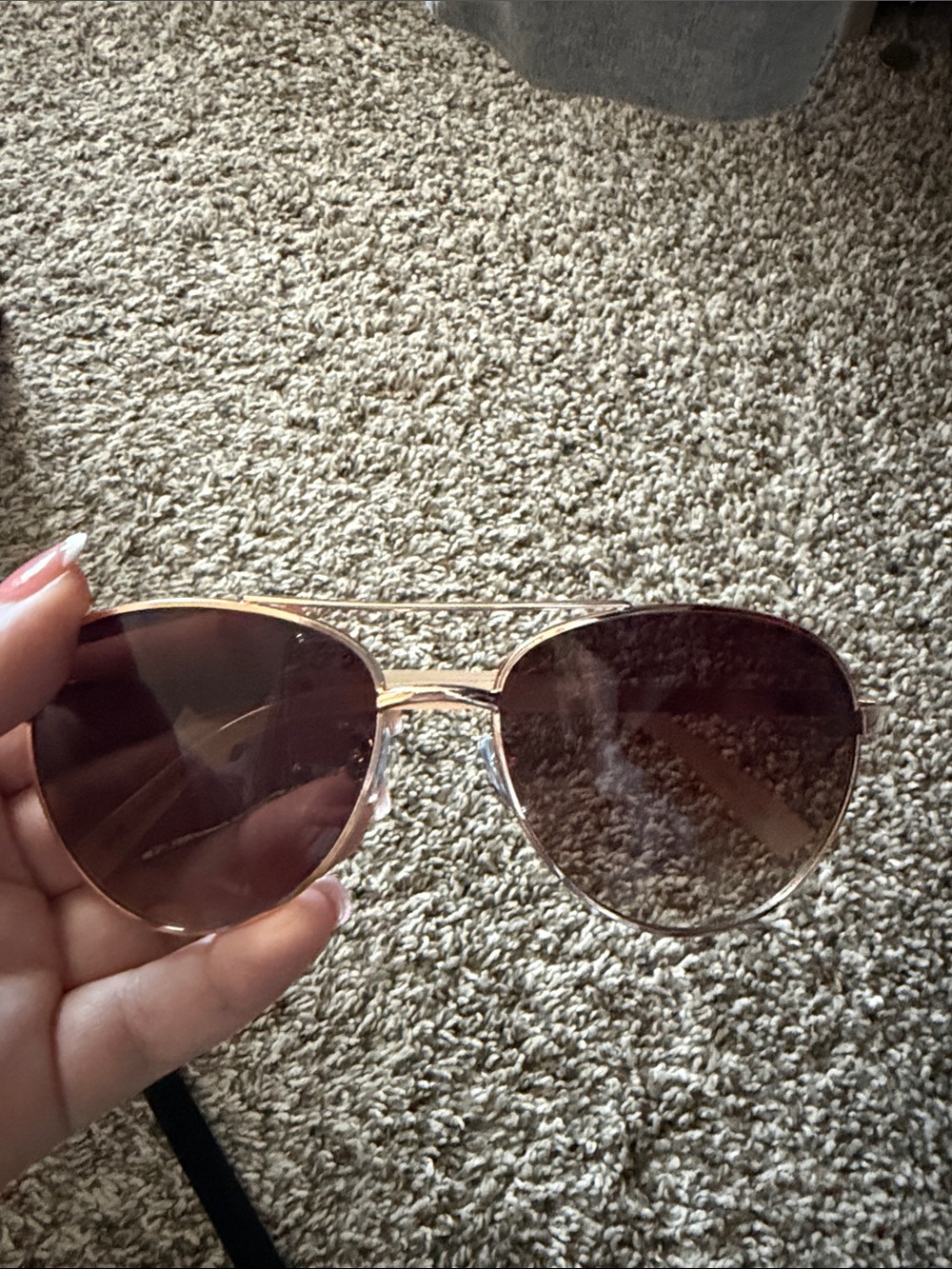 Lauren Conrad Aviator Sunglasses - Rose Gold Frame with Brown Lenses